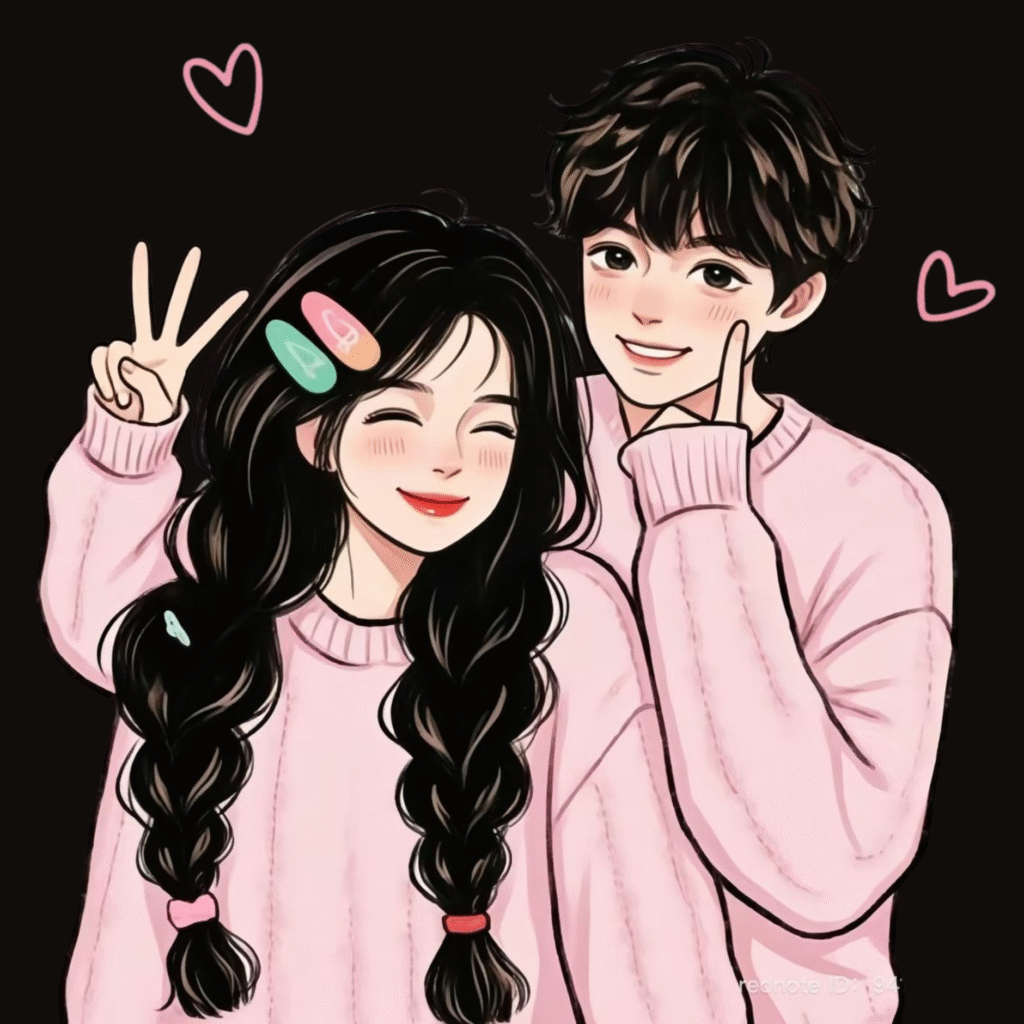 Couple DP for Instagram Aesthetic Cartoon