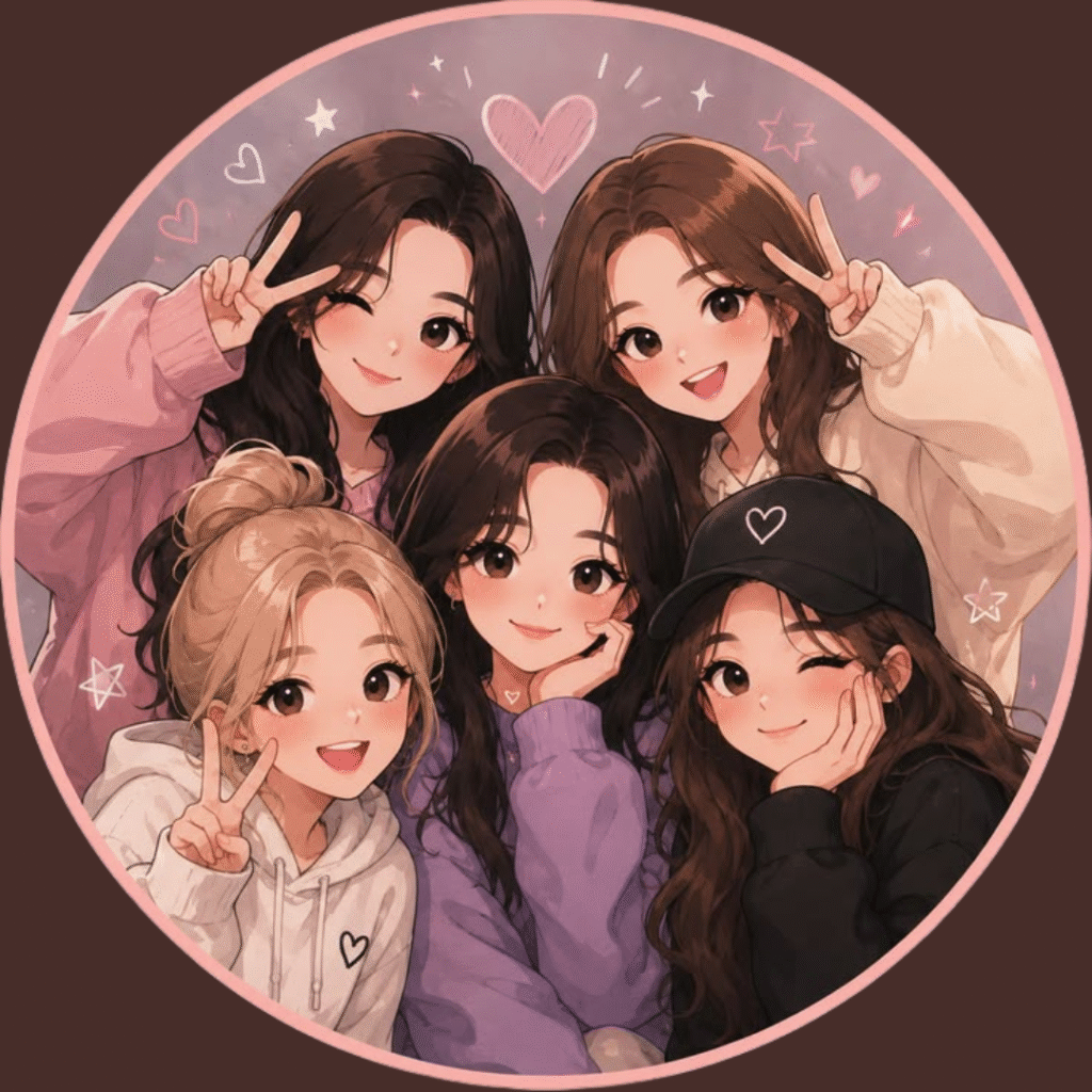 5 Friends Group DP Girl Cartoon