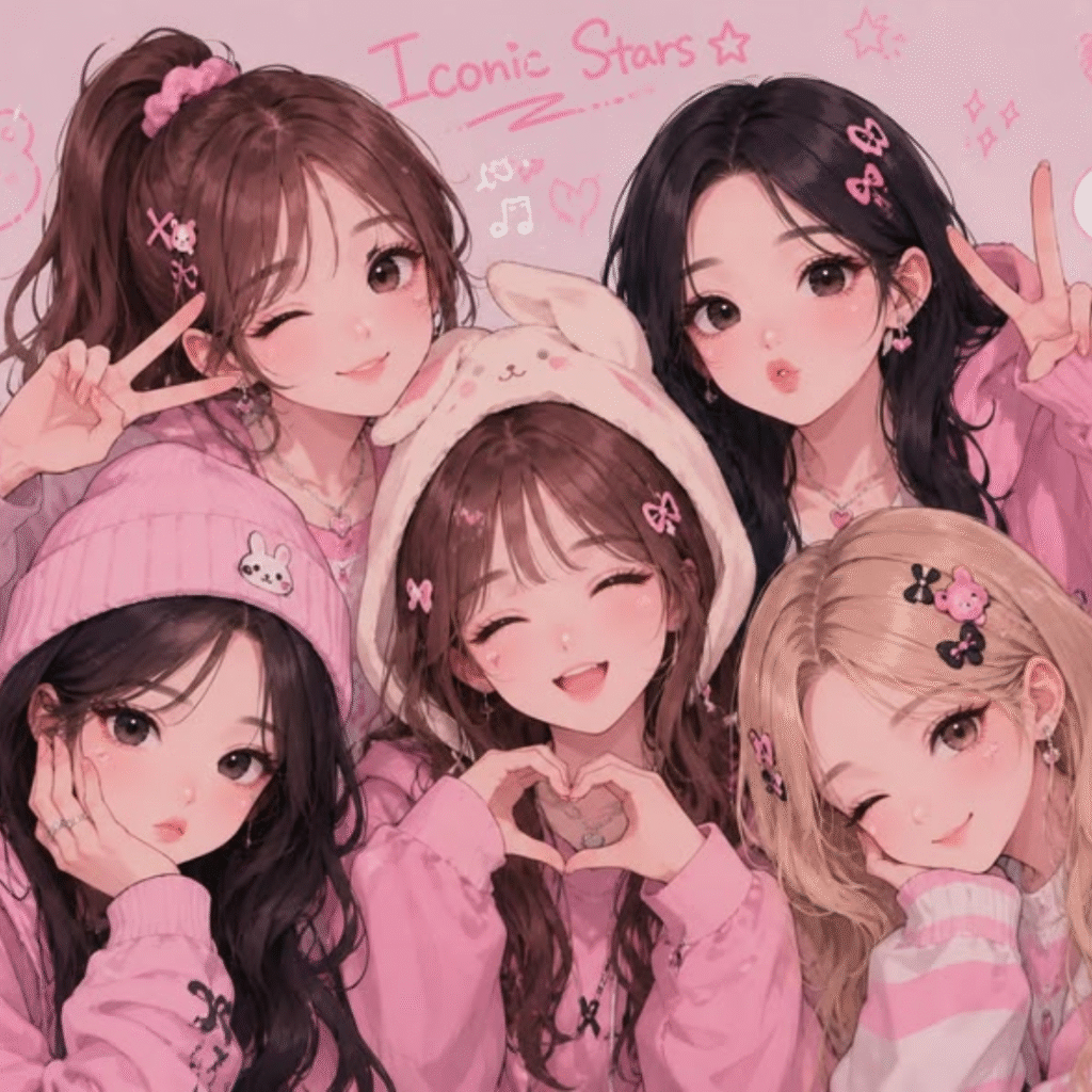 5 Friends Group DP Girl Cartoon