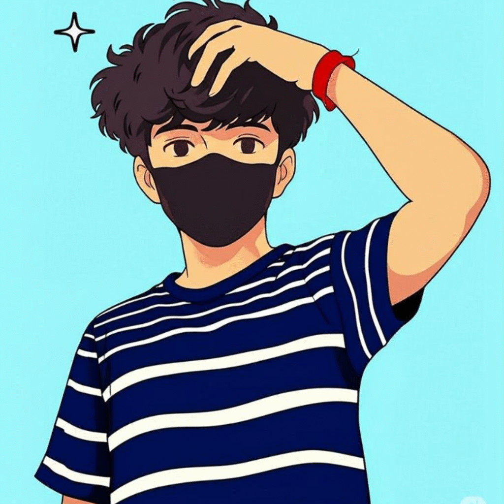 Mask Hair Cartoon Boy Dp
