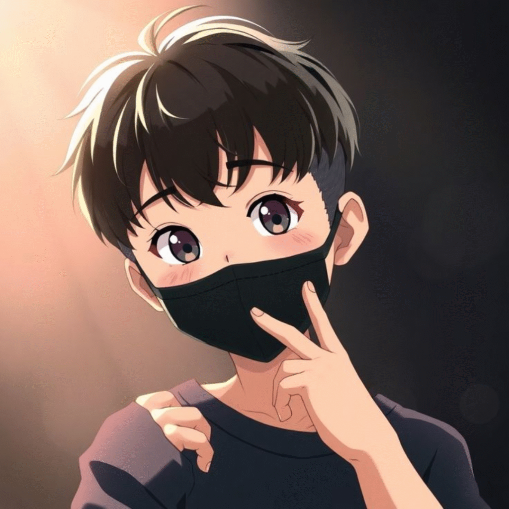 Mask Hair Cartoon Boy Dp