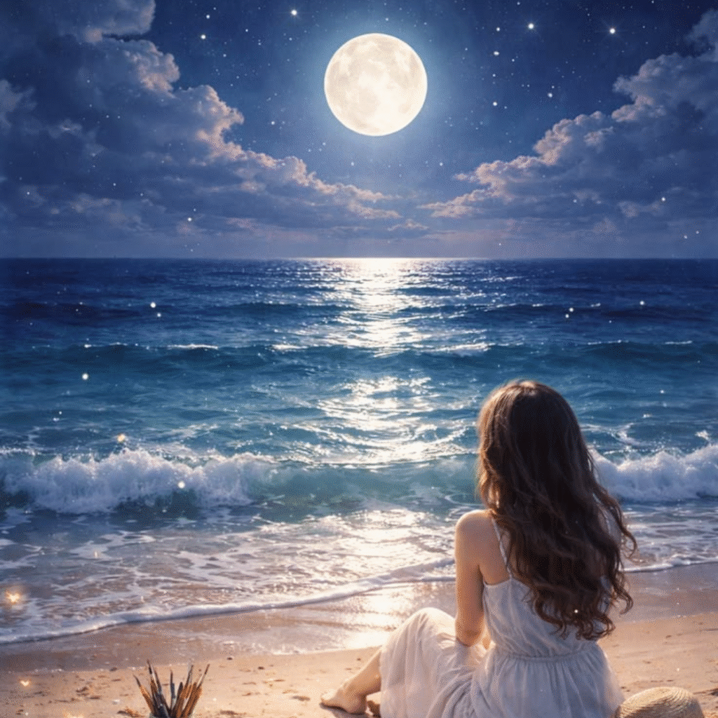 Hidden Face Night Moon Girl DP